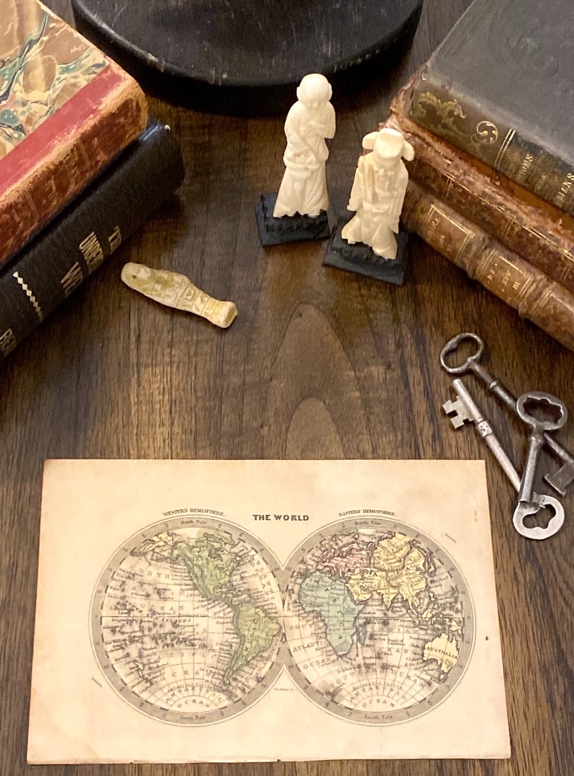 THE WORLD. HEMISPHERE VIEWS 1834 Original Map. Excellent condition.