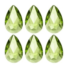 K9 Crystal Teardrop Pendants Oval Beads, 6 Pack 38mm, Olive Green