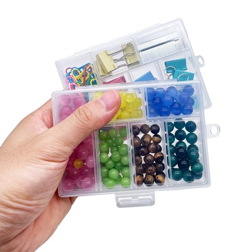 Plastic Organizer Box with Dividers - 2 PCS Small Plastic Container with Comp...