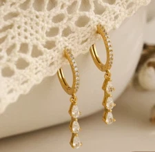 2Ct Pear Cut Simulated Diamond Women Drop Clip On Earring 14K Yellow Gold Plated