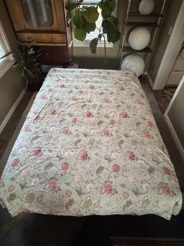 Cottagecore Floral Duvet Cover Full Queen IKEA Pink Green Botanical Cotton 79x90