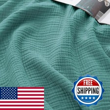David's Home Cotton Muslin Blanket King Size 4-Layer Teal 108"x90"
