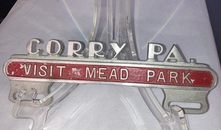 Vintage Corry Pennsylvania Pa Visit Mead Park Aluminum License Plate Topper