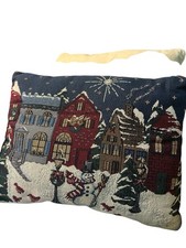 Vintage Set Of Pillows 11x16 Oblong Features A Snowman On 1 And A Sleigh Full