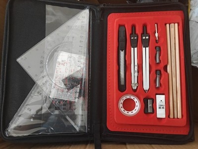 Bargain drafting set in zipper case NEW Shipping Included