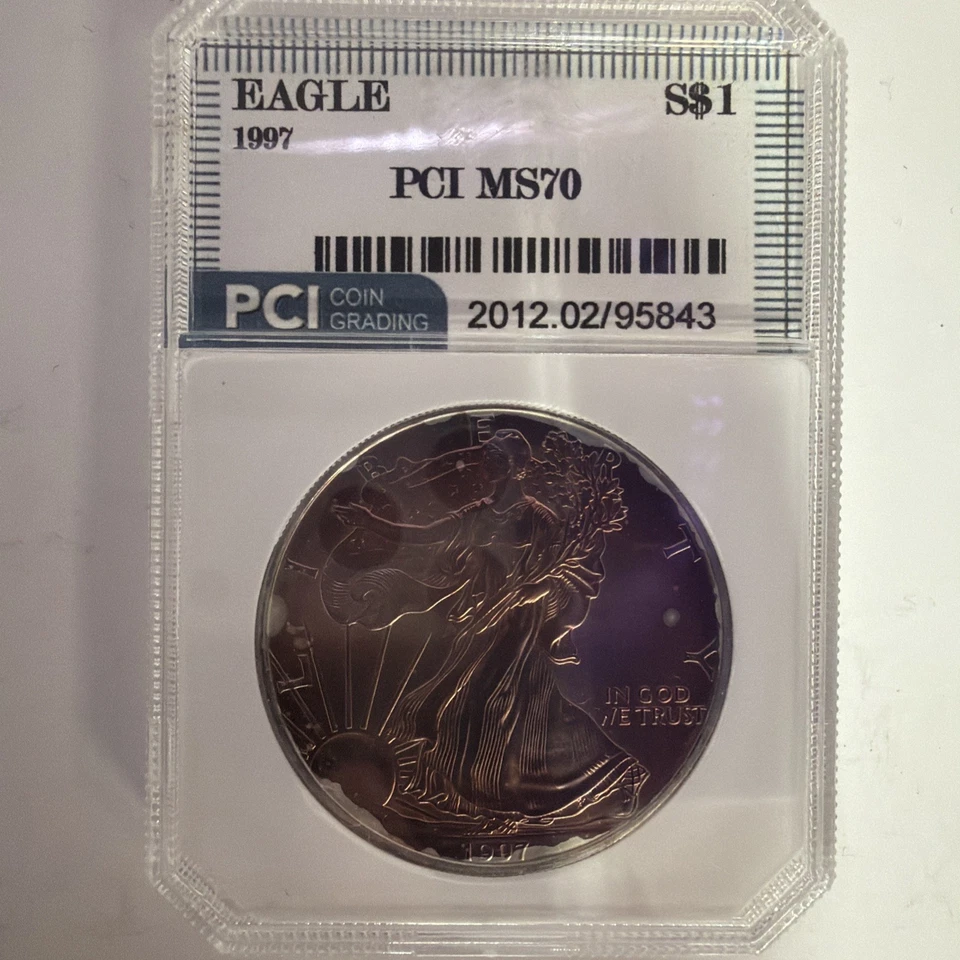 1997 American Silver Eagle $1 PCI MS70 Beautiful Toner - Image 2 of 4