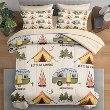 Comforter Set Full Size, Summer Camp Camper 7 Pcs Bedding for Kids and Adults...