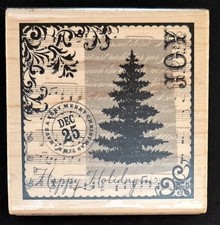 Hampton Arts Rubber Stamp Joy Collage Happy Holiday Saying Postage Christmas