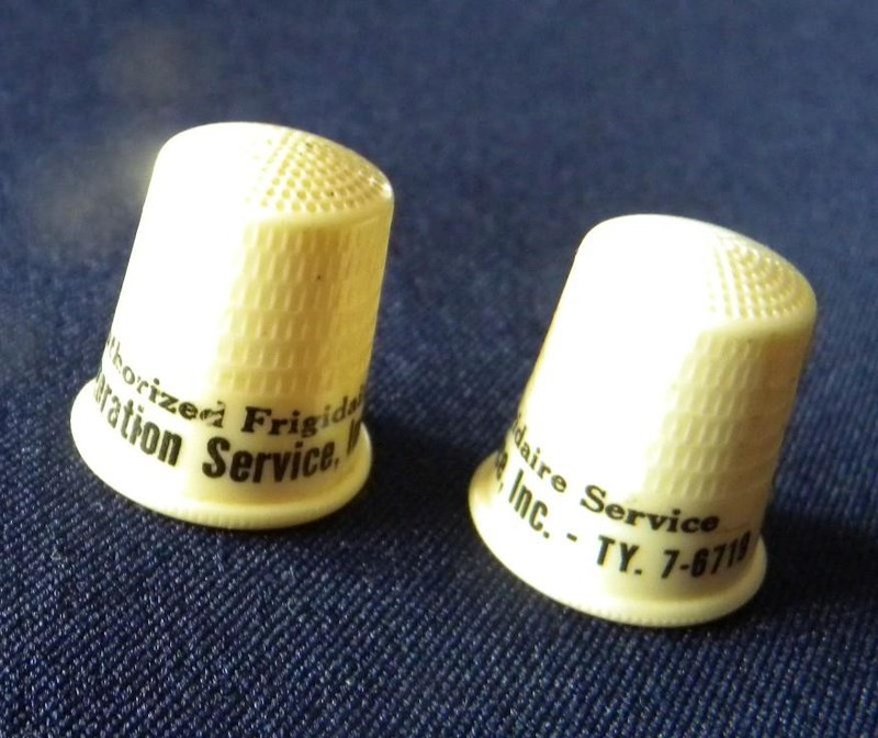2  Advertising Sewing Thimbles; Authorized Frigidaire Services; TY 7-8719