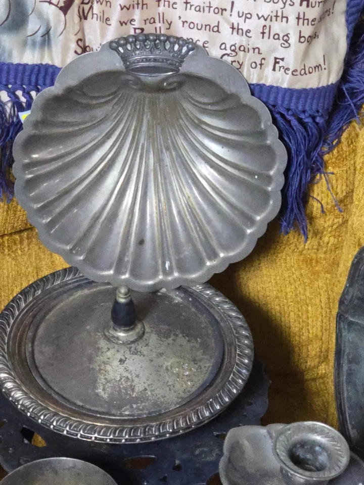 ЛОТ антикварных серебряных/четверных тарелок. как есть - Изображение 4 из 4