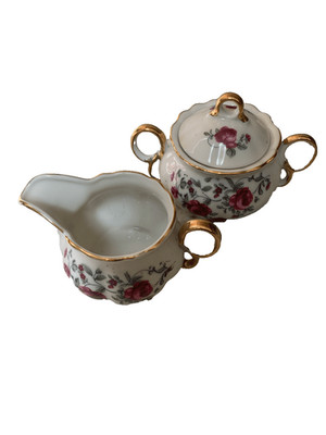 Pink Vintage Floral Cream and Sugar Bowl #Royal Rose #roses