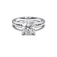 Platinum Plated Sterling Silver Engagement Ring With 3 CTW Cushion CZ - Size 5