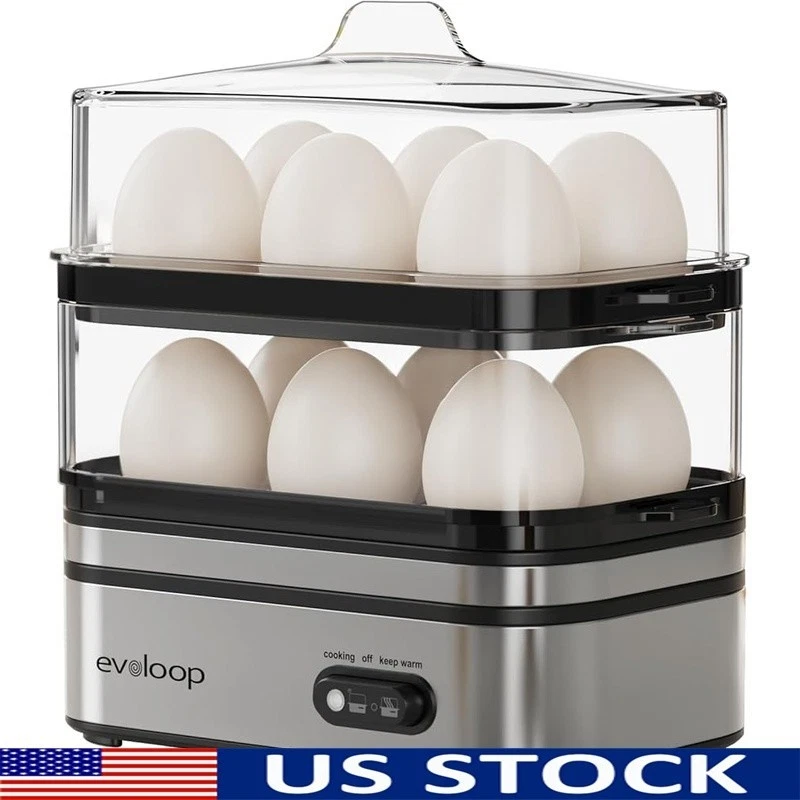 Rapid Egg Cooker Electric 12 Eggs Omelet Maker Egg Poacher & Vegetable Steamer