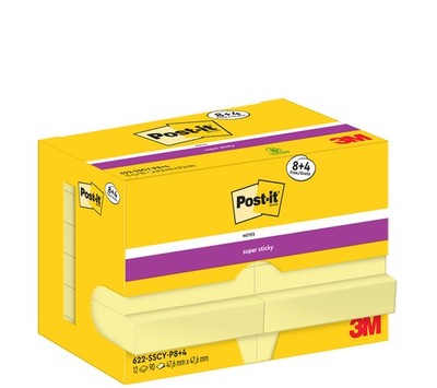 Post-it Super Sticky Notes Haftnotizen 47,6 x 47,6 mm gelb 12 Blöcke á 90 Blatt