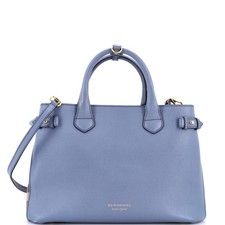 Burberry Banner Tote Leather and House Check Canvas Medium