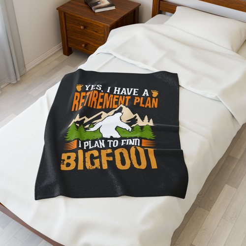 I Have A Retirement I Plan Find Bigfoot Velveteen Plush Blanket Throw - Picture 11 of 22