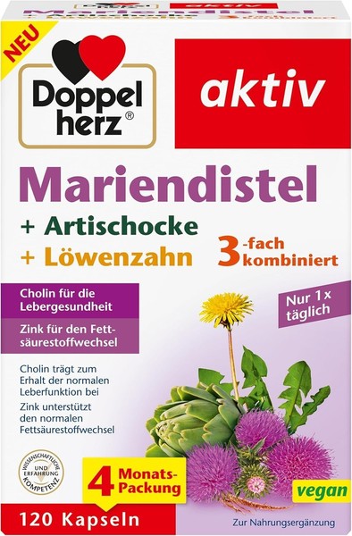 Doppelherz Mariendistel Artischocke LöWenzahn Kapseln Leberfunktion 120 StüCk-image