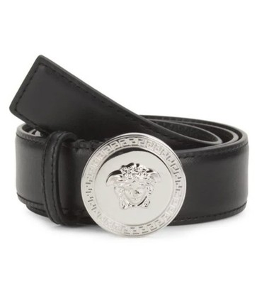 NWT Versace Biggie Medusa Logo Silver Buckle Black Leather  display picture 1