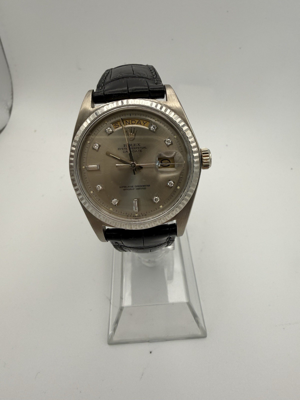 Rolex Watch 1803 18ct White Gold Rare Sigma Diamond Dial, 1974 Box No Papers image 5