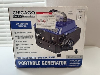 Chicago Electric 800W Portable Generator 900W Max | Open Box | New | Item 66619