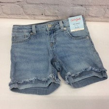 Cat Jack Jean Midi Shorts Girls M 7/8 Fraying Super Stretch Adjustable Waist