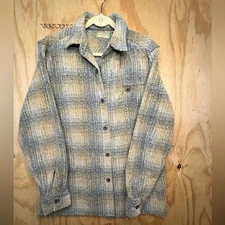 True Grit Plaid Shirt Jacket Overshirt Button Up Long Sleeve Outerwear