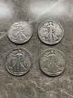 Lot of 4 90% Silver Walking Liberty Half Dollars