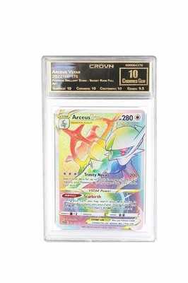 pokemon card arceus vstar rainbow Crown 10 Arceus VSTAR 176/172 Rainbow Secret Rare Pokemon Card Brilliant  Stars