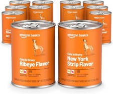 Amazon Basics Wet Dog Food Cuts in Gravy Variety 13.2 Ounce (Pack of 12)  2.89 per gallon