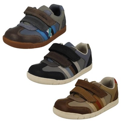 Jungen Clarks Den Streifen Klettverschluss Schuhe