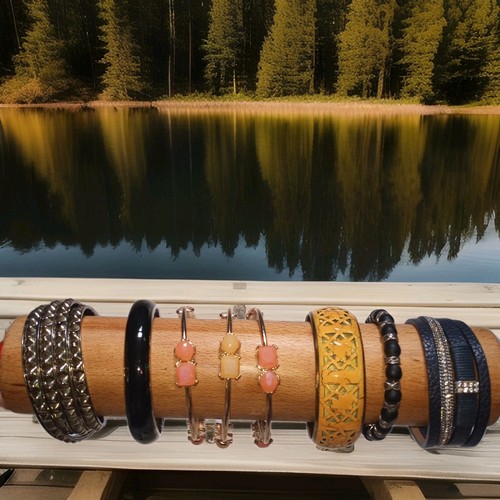 Lot Of 30 Silver/gold Tone Bangle Bracelets Assorted Mix Faux Gemstones Monet - Picture 2 of 16