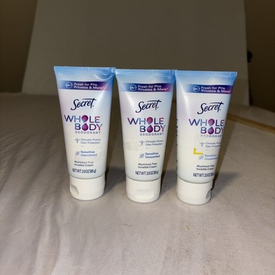(Lot of 3) Secret Whole Body Deodorant Cream 3 oz Aluminum Free Pits Privates