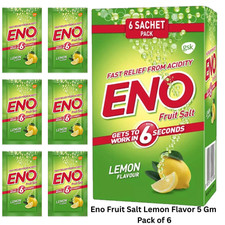 Eno Lemon Flavour Fruit Salt 5 g Pack of 6 Sachet Provide Relief from Sourness