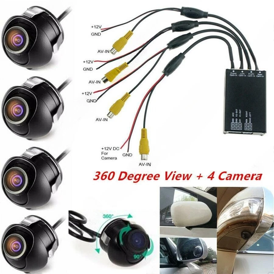 360 Degree Car Parking Panoramic View Rearview 4 Way Camera Control Box System - Imagem 2 de 4