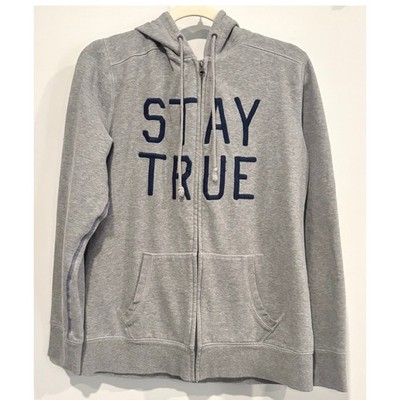 Life is Good Hoodie Jacket Women Stay True Graphic Zip Up Gray Large Comfy 20938