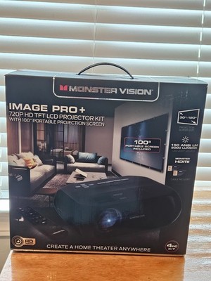 Monster Vision Image Pro 720P HD TFT LCD Projector, 2000 Lumens (MHV1-1057) 