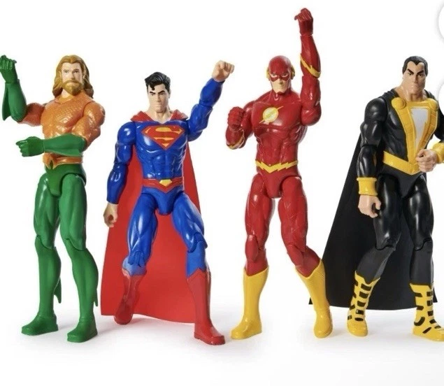 Figura de acción DC Comics 12" paquete de 4, Aquaman, Superman, The Flash, Black Adam nueva en caja Foto 4 de 4