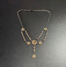 Victorian Revival Mosaic Crystal Drop Necklace
