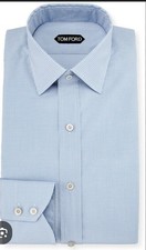 Tom Ford Mens Dress Shirt White and Blue Checkered