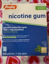 Rugby Nicotine Gum 2mg Mint 110 Pieces ea 10 Boxes Sugar Free Stop Smoking Aid