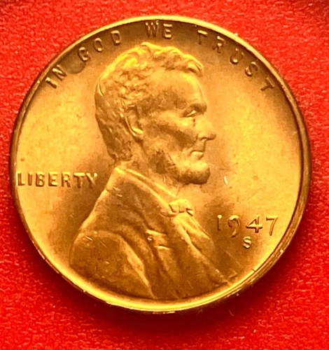 1947-S Lincoln Wheat Cent Penny GEM RED BU From an Original Bank Roll