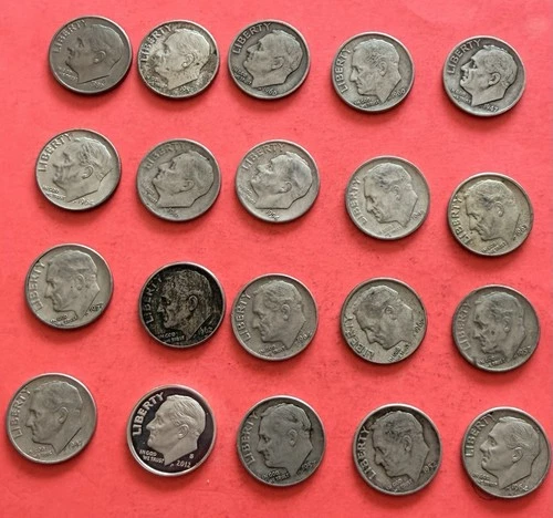 LOT of 20 ROOSEVELT DIMES  90% SILVER DATES Including A 2012S Silver Proof