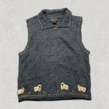 Woolrich Knitted Vest Womens Medium Vintage Sheep Wool Sweater, Grey