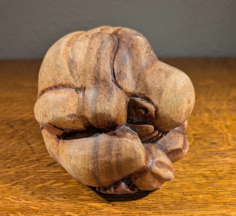 复古哭泣佛手工雕刻木雕像哭泣瑜伽士深思熟虑 — 第 3/4 张图片