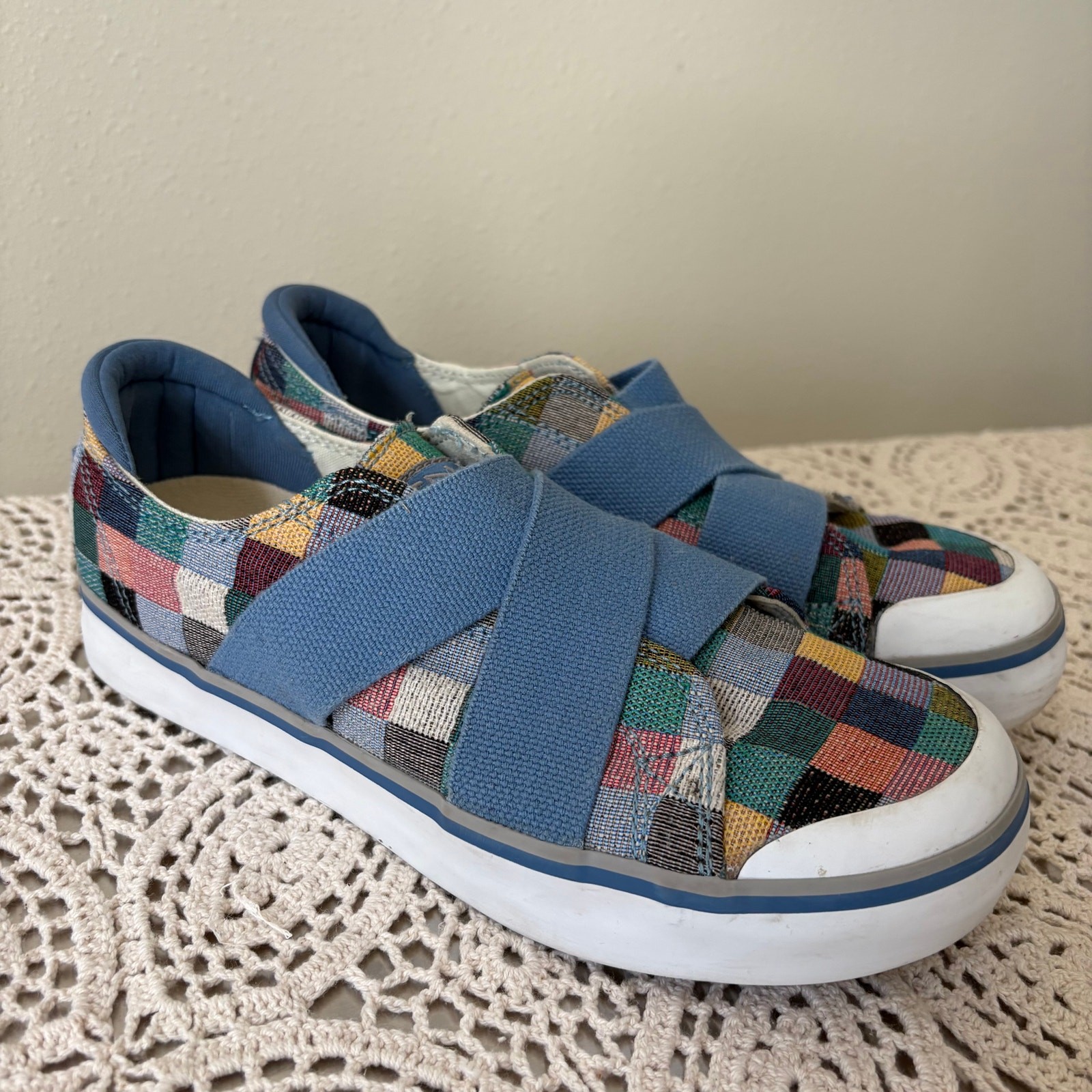 Sneakers KEEN donna 7 Elsa III Gore slip on colorate patchwork blu comode