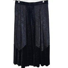 Susan Bristol Vintage Velvet Skirt Women Sz 14 Black 90s Midi Cottage Whimysgoth