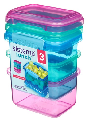#ad Sistema Lunch Box Set 3 Colorful 12.8Oz Food Storage Containers Bpa Free $18.29