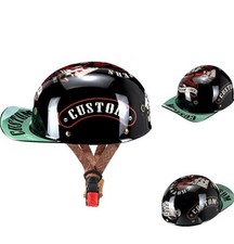 Retro Open Face Motorcycle Helmet Vintage Scooter Baseball Cap Half Hat XXL A