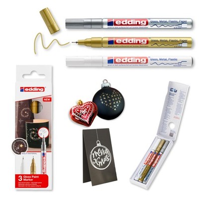 Edding 780 Gloss Paint Marker - White, Gold, Silver - Set of 3 Paint Markers ...