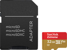 SanDisk Extreme 32GB UHS-I microSDHC Memory Card w/ SD Adapter  Jewel Case